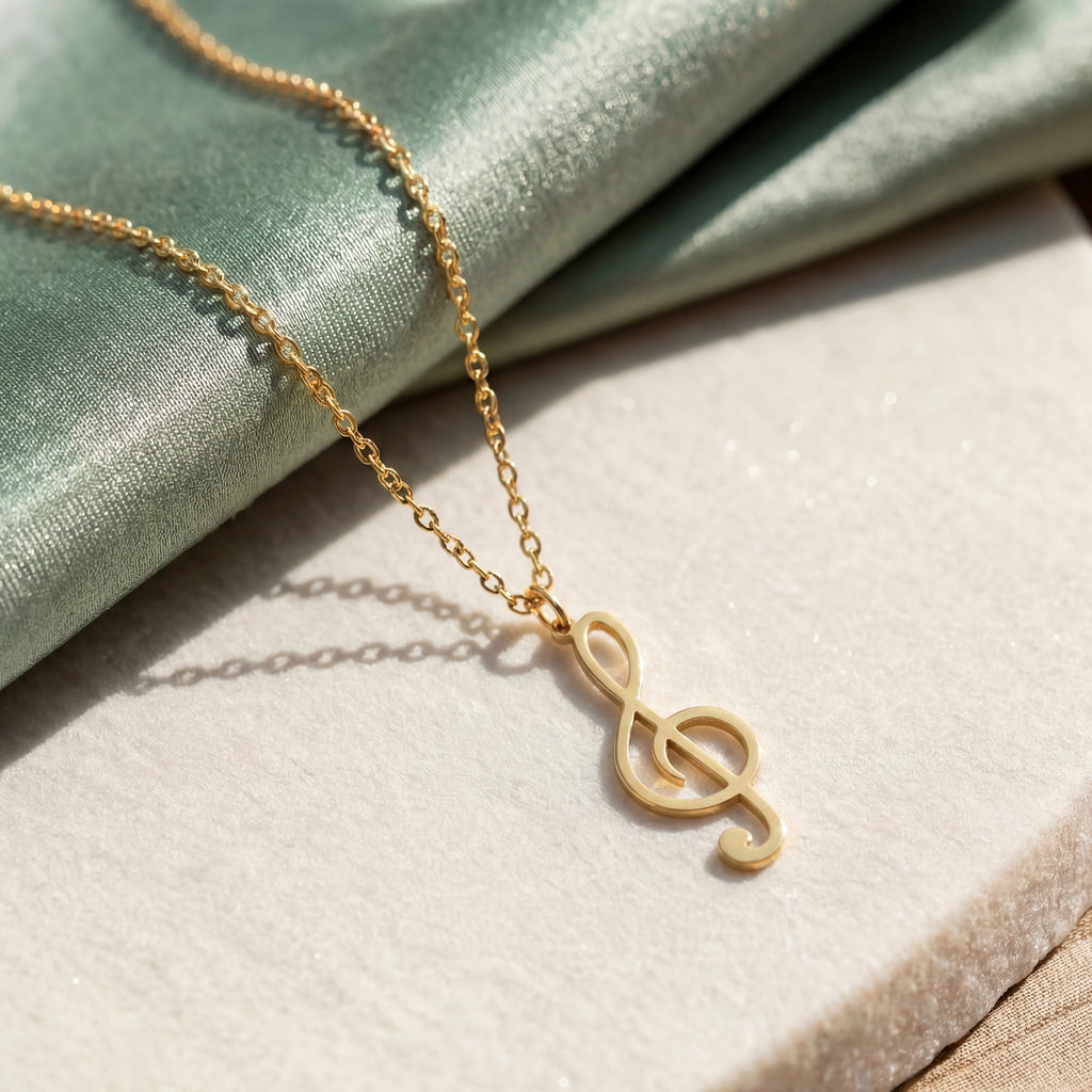 Minimal Treble Clef Necklace Gold Vermeil Sterling Silver