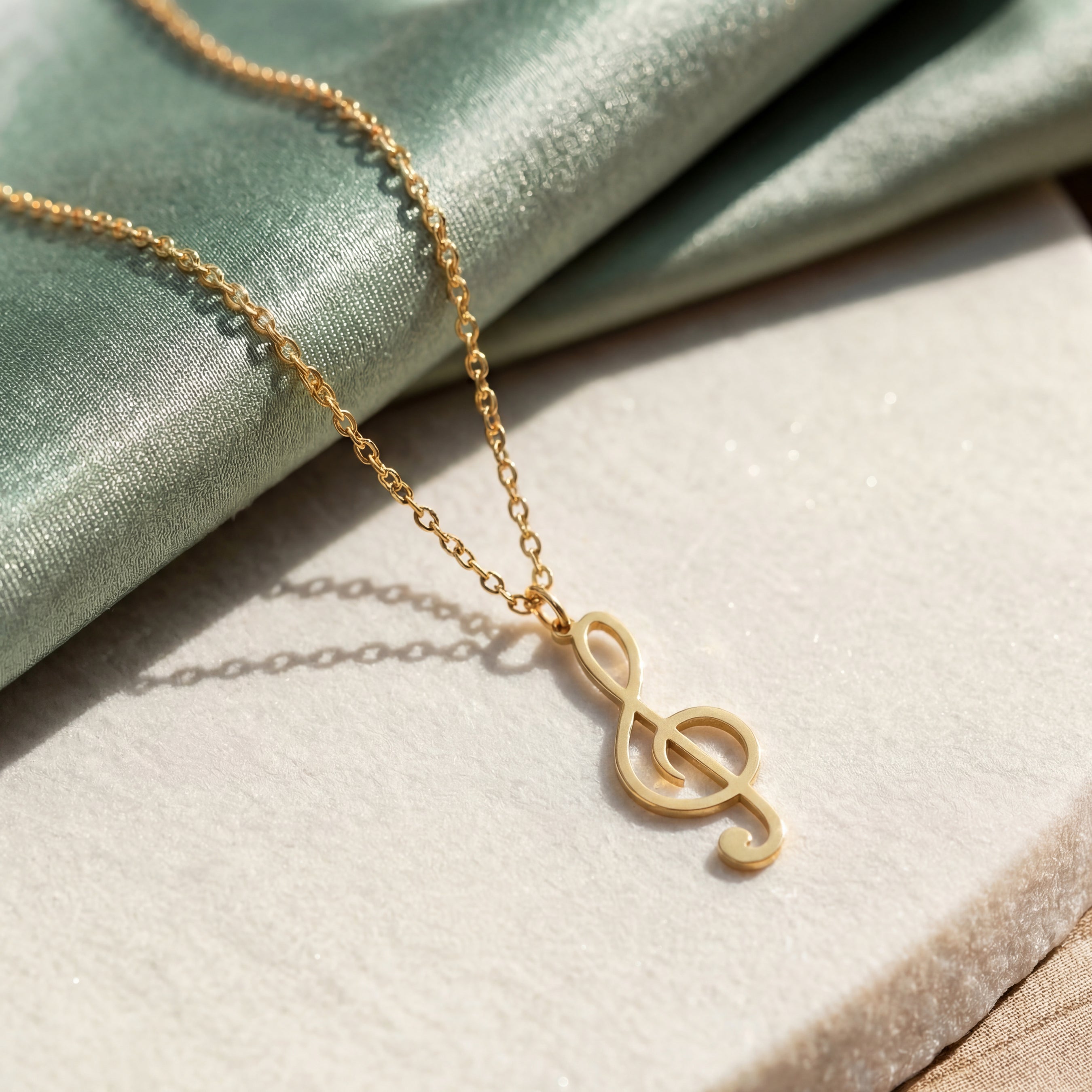 Minimal Treble Clef Necklace Gold Vermeil Sterling Silver