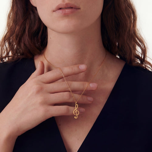 Minimal Treble Clef Necklace Gold Vermeil Sterling Silver
