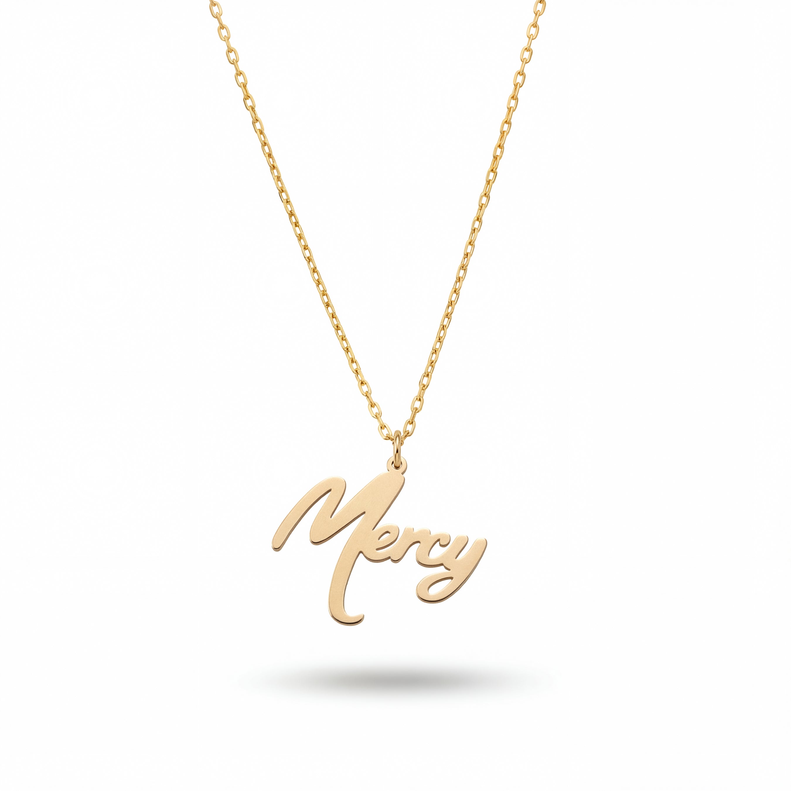 Script Mercy Necklace in Yellow Gold Vermeil over Sterling Silver