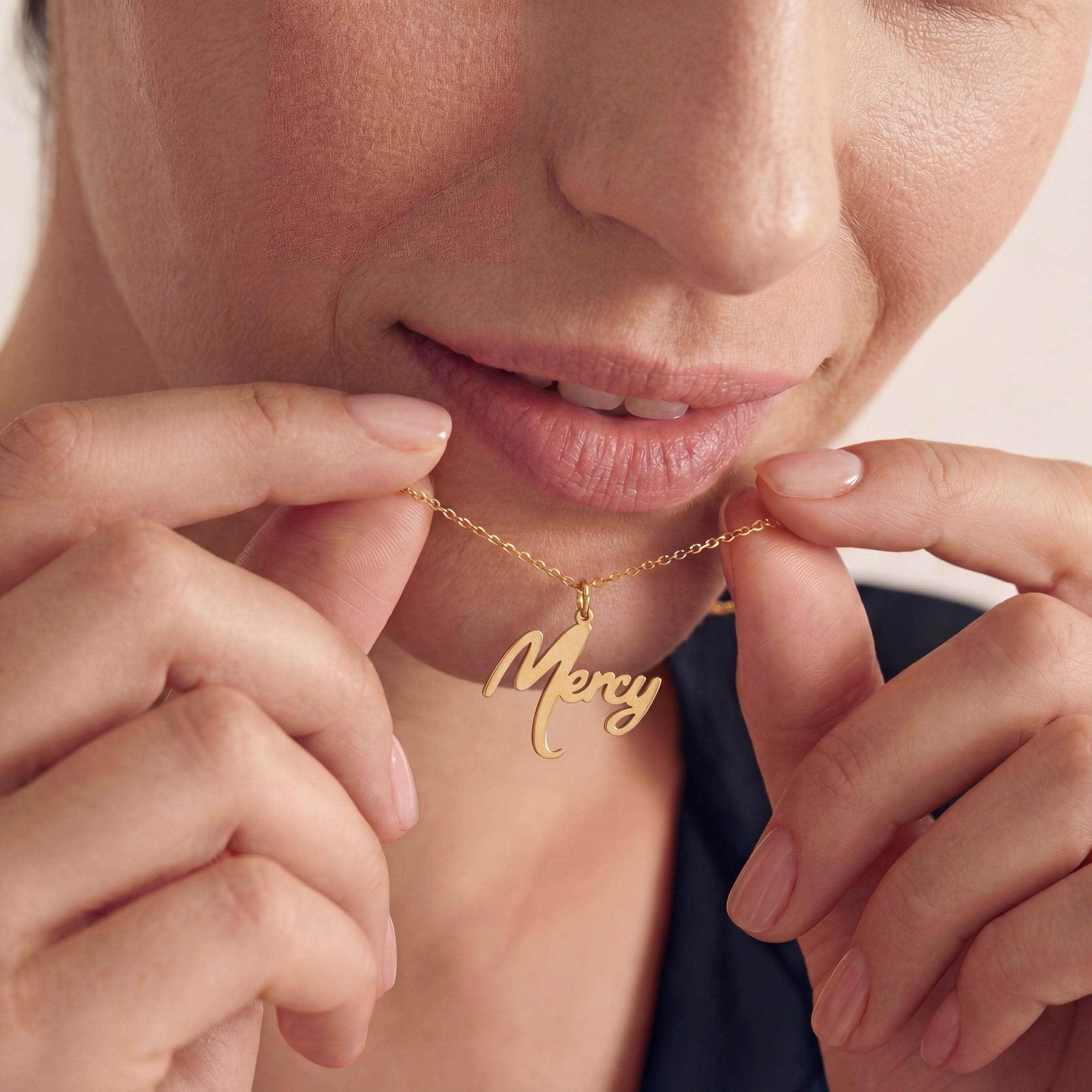 Script Mercy Necklace in Yellow Gold Vermeil over Sterling Silver