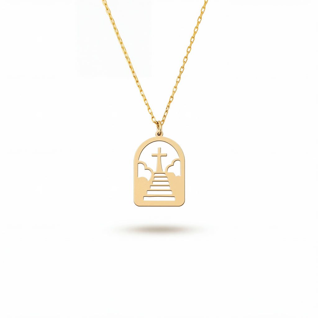 Staircase Cross Necklace in Gold Vermeil over Sterling Silver