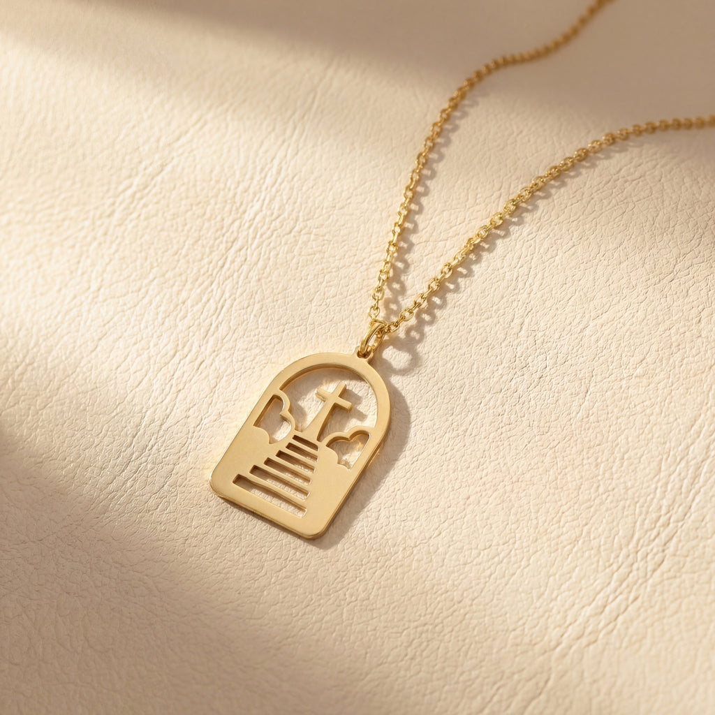 Staircase Cross Necklace in Gold Vermeil over Sterling Silver