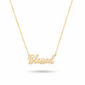 Blessed Script Necklace Gold Vermeil over Sterling Silver