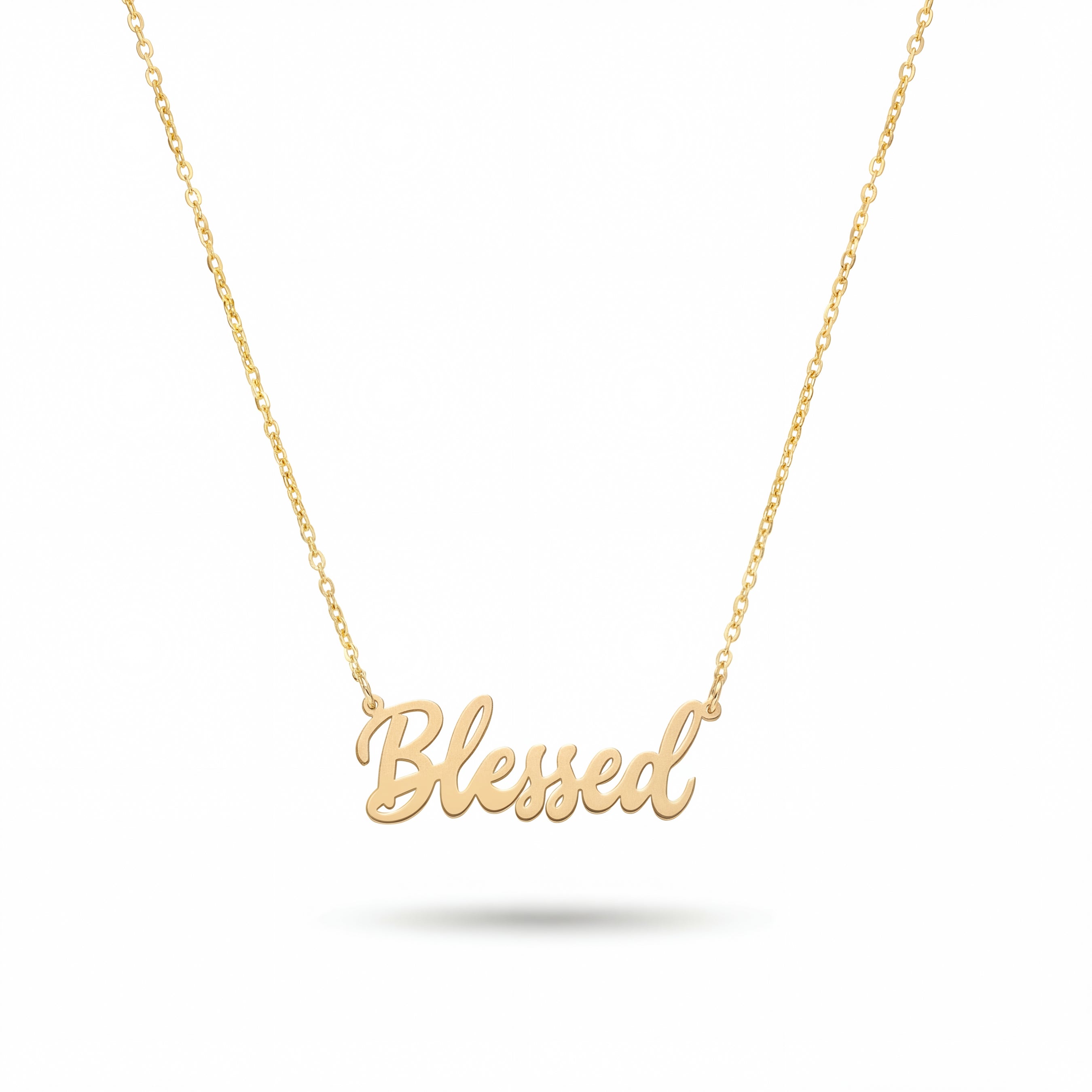 Blessed Script Necklace Gold Vermeil over Sterling Silver