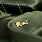 Blessed Script Necklace Gold Vermeil over Sterling Silver