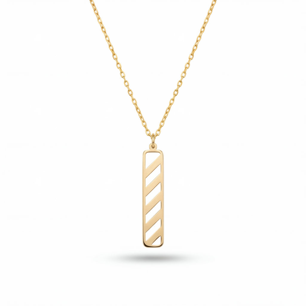 Diagonal Bar Necklace in Sterling Silver and Gold Vermeil