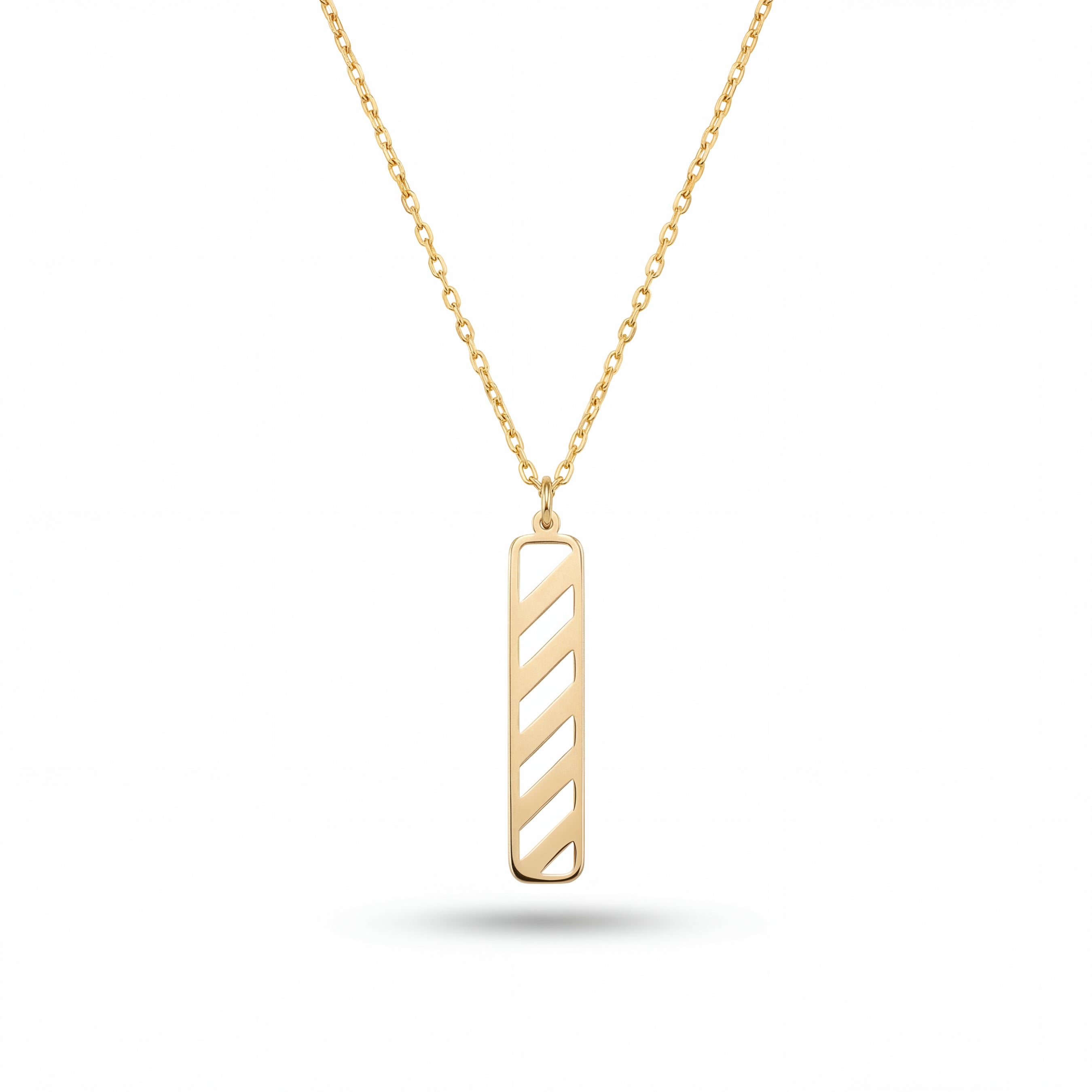 Diagonal Bar Necklace in Sterling Silver and Gold Vermeil