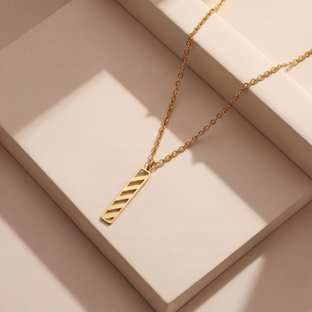 Diagonal Bar Necklace in Sterling Silver and Gold Vermeil