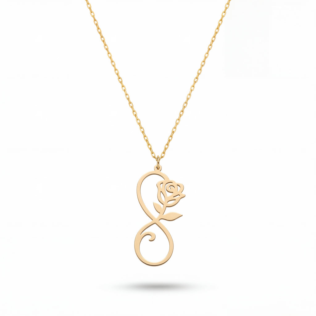 Infinity Rose Necklace in Gold Vermeil Over Sterling Silver