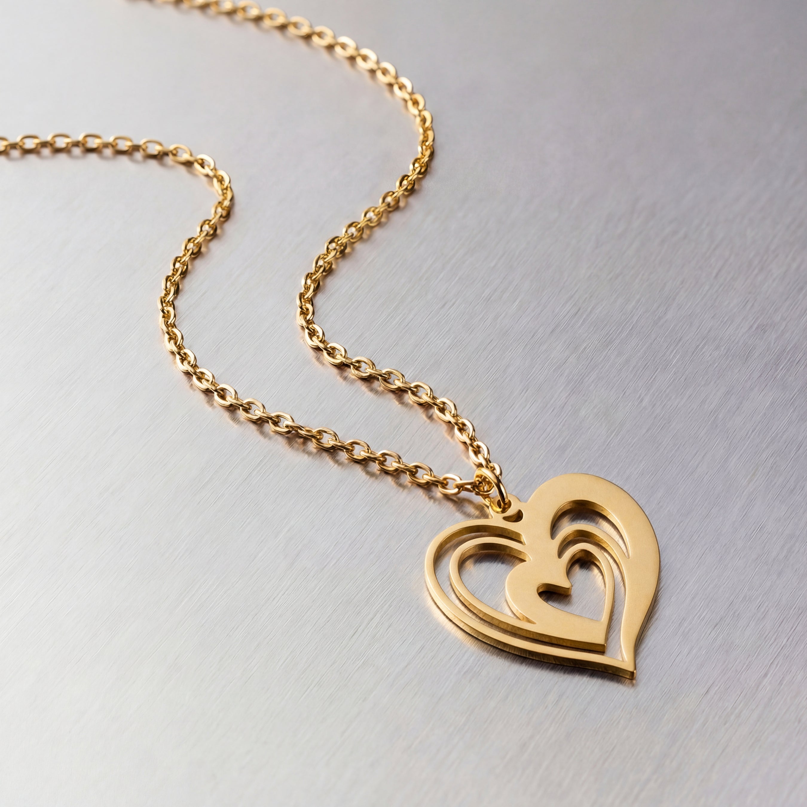 Interlocking Hearts Sterling Silver Necklace in Gold Vermeil