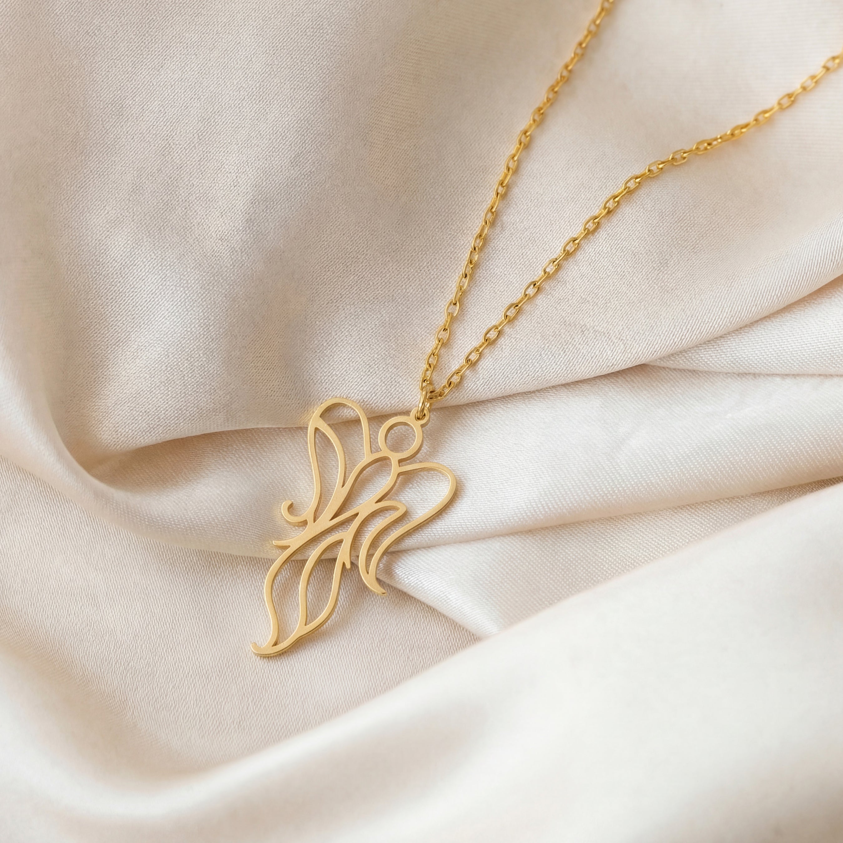 Angel Line Art Sterling Silver Necklace