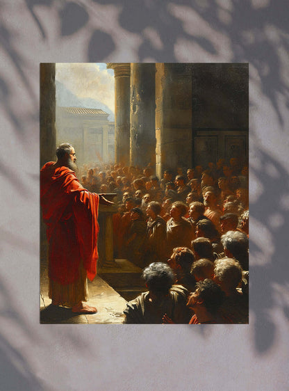 Acts 13:38 Inspirational Sermon Scene Classical Christian Wall Art Print