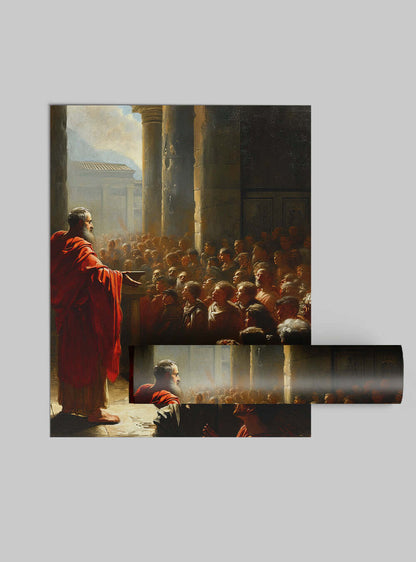 Acts 13:38 Inspirational Sermon Scene Classical Christian Wall Art Print