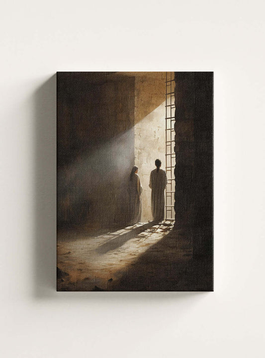 Acts 16:31 - Sunlit Ruins Art - Bible Verse Wall Canvas Print