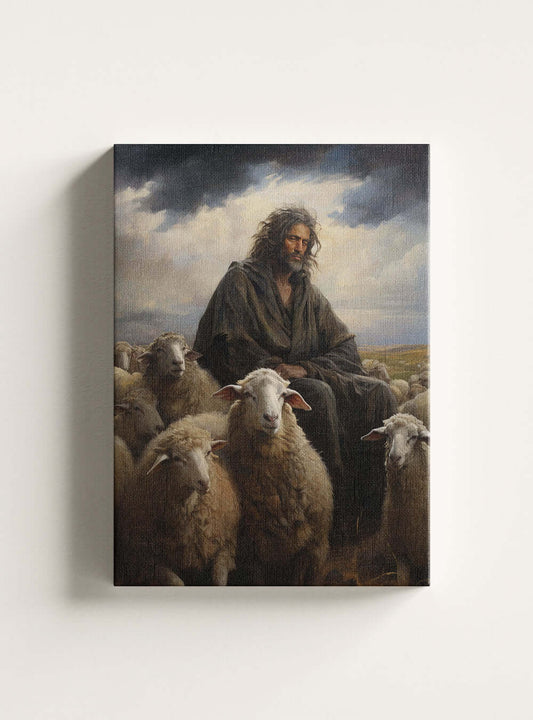 Acts 20:29 Shepherd Scene Bible Verse Canvas Print