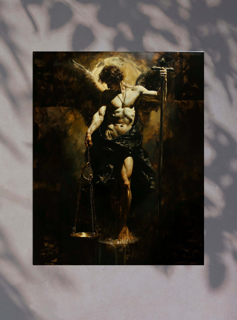 Archangel Balance Christian Wall Decor: Chiaroscuro Scale Poster Print