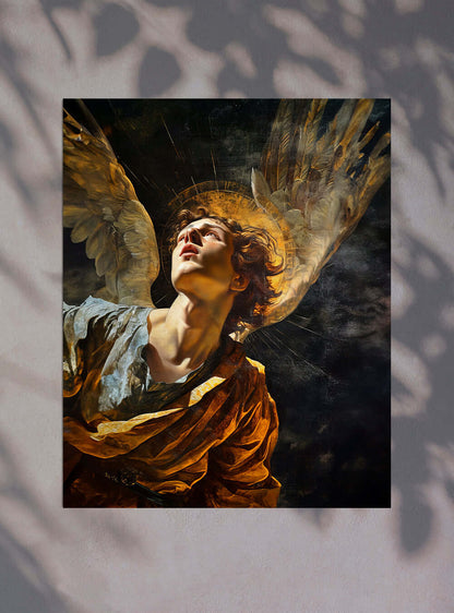 Archangel Gabriel Neoclassical Poster, Christian Iconography Scripture Print