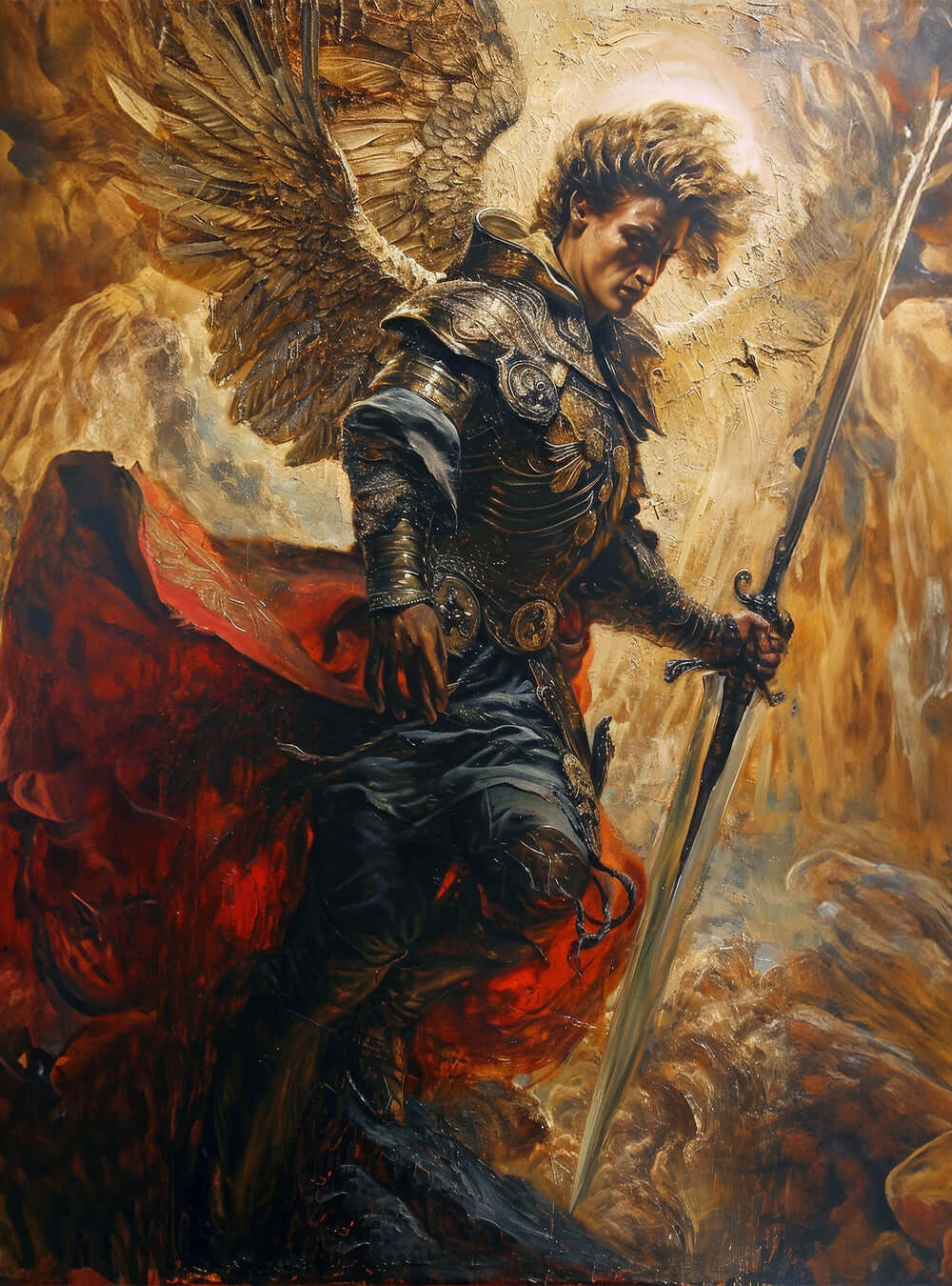 Archangel Michael's Triumph of Faith: A Christian Poster Print of Personal Growth