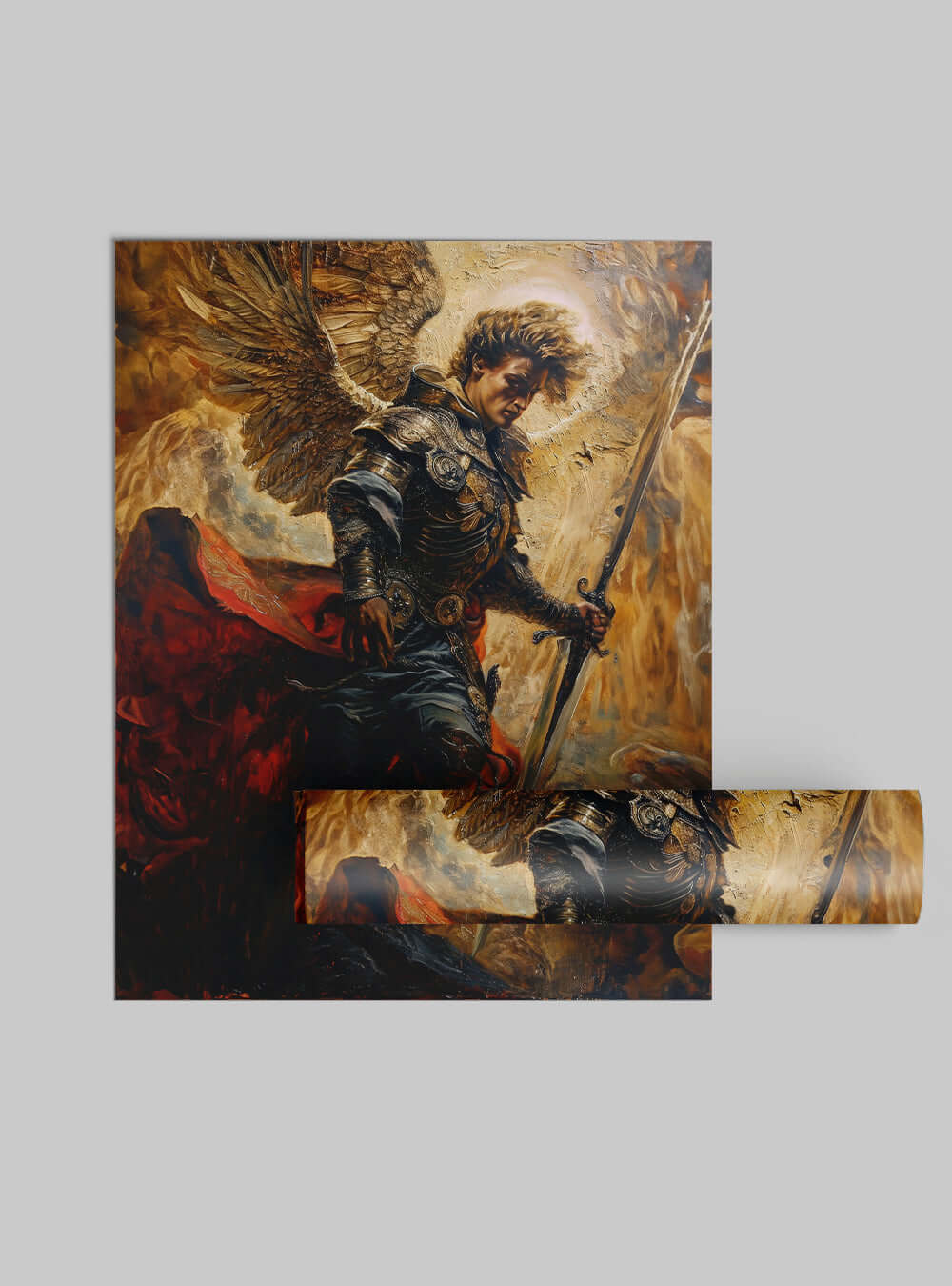 Archangel Michael's Triumph of Faith: A Christian Poster Print of Personal Growth