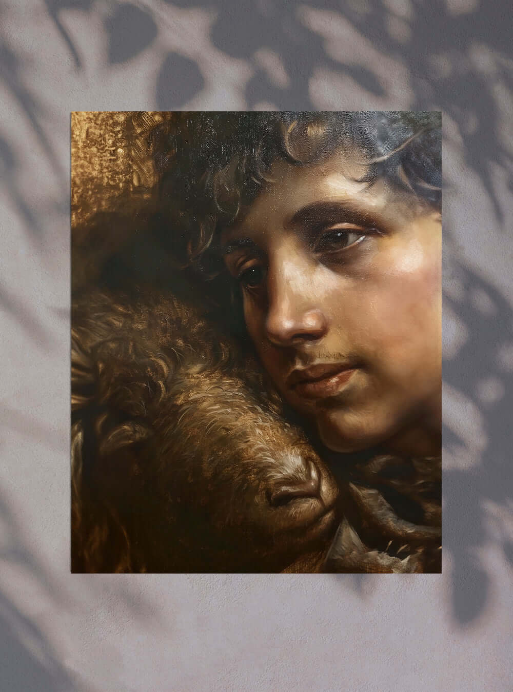 Bible Verse-Inspired Shepherd Embrace Art: Holysteller's Christian Painting Print