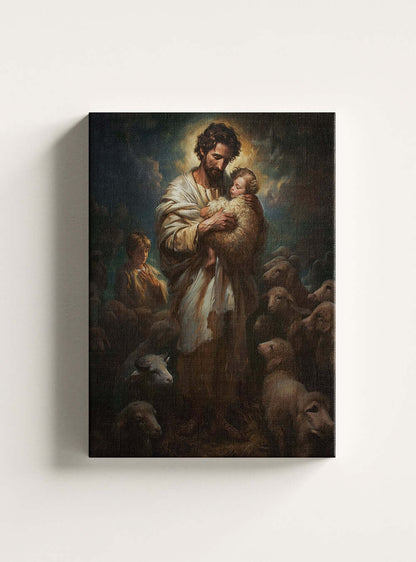 Bible Verse Inspired Home Decor: Shepherd Embrace Canvas Art Print