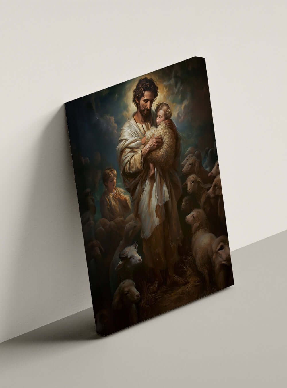 Bible Verse Inspired Home Decor: Shepherd Embrace Canvas Art Print