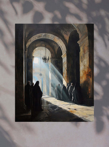 Bible Verse John 4:13 Ethereal Light Spiritual Journey Bible Poster Print