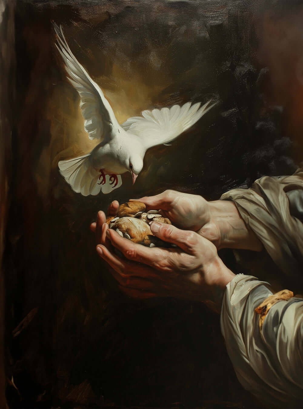 Bible Verse Picture: Inspirational Dove & Hands Mercy Poster from Matthew 5:7