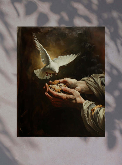 Bible Verse Picture: Inspirational Dove & Hands Mercy Poster from Matthew 5:7