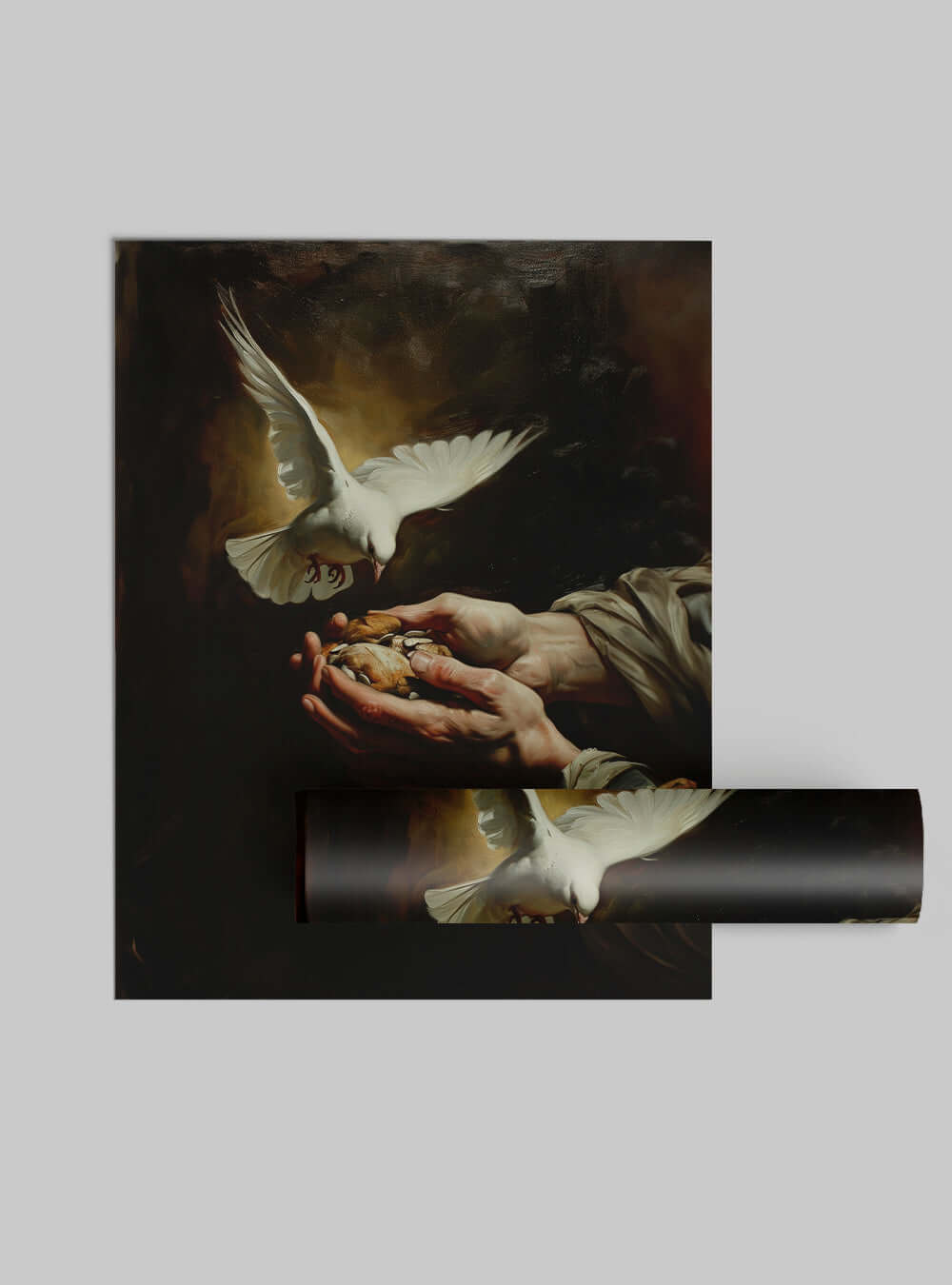 Bible Verse Picture: Inspirational Dove & Hands Mercy Poster from Matthew 5:7