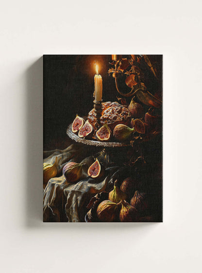 Bible Verse Picture on Canvas- Depicting Serene Biblical Fig Cake by Holysteller