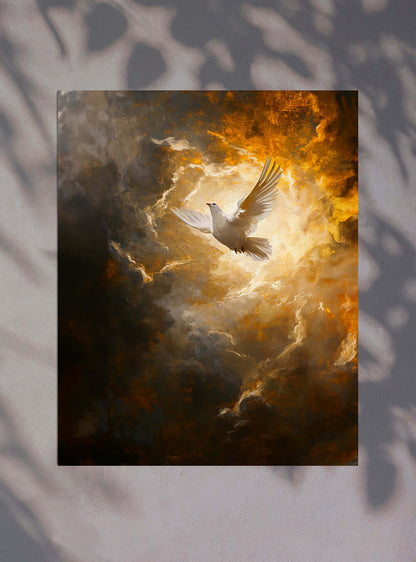 Bible Verse Wall Art: Inspirational Dove Flight Christian Poster Print