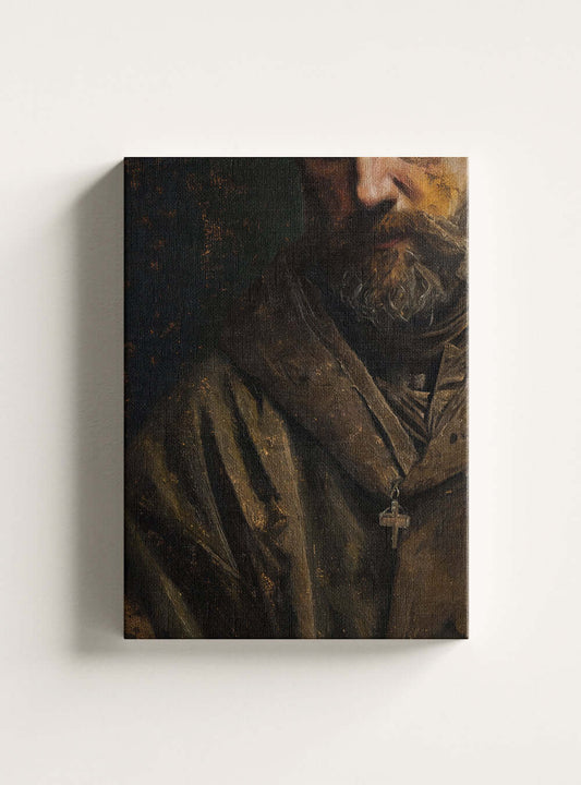 Bible Verse, Canvas Depicting Humble Monk Christian Painting