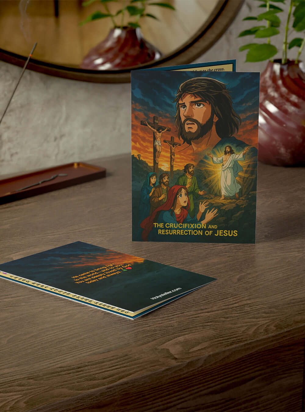 Biblical Card Anime-Designed Resurrection Christian Postcard