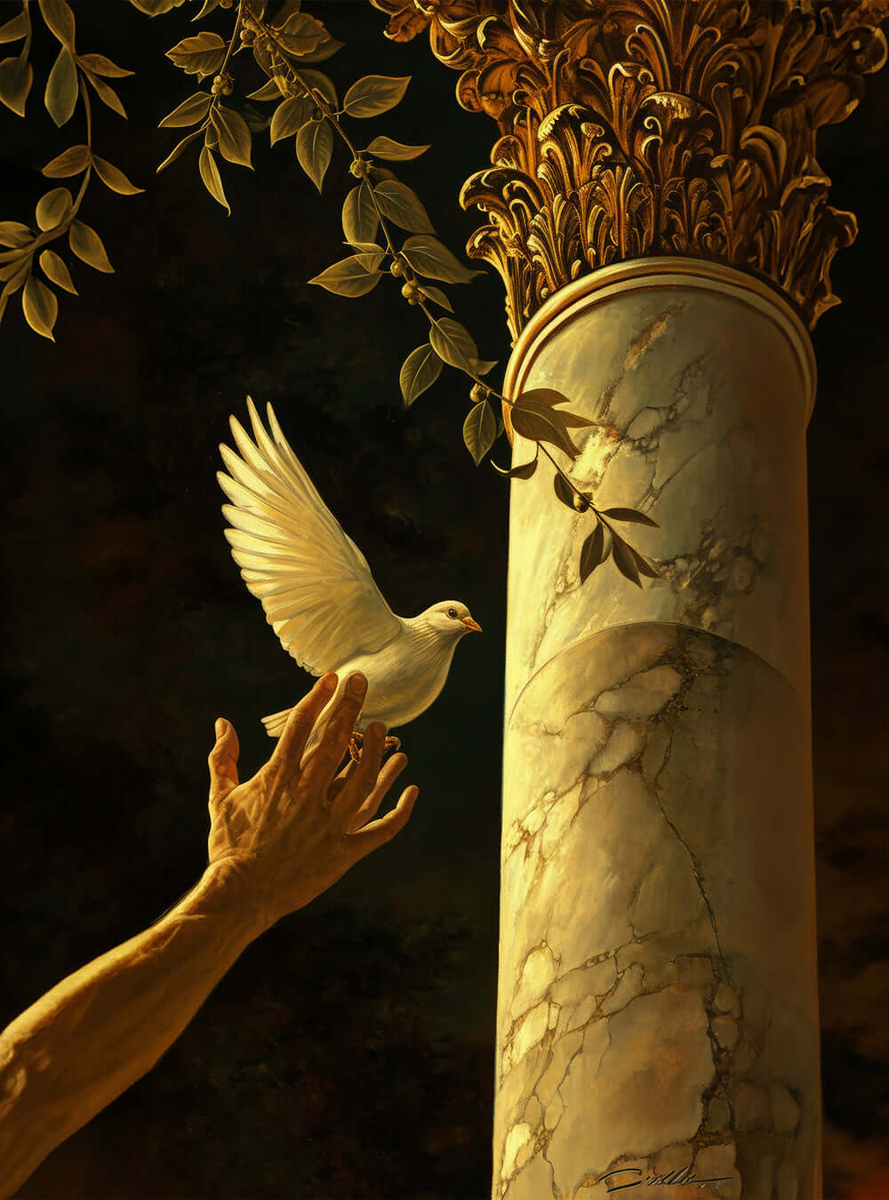 Biblical Compassionate Dove Christian Painting - Neoclassical Poster Print