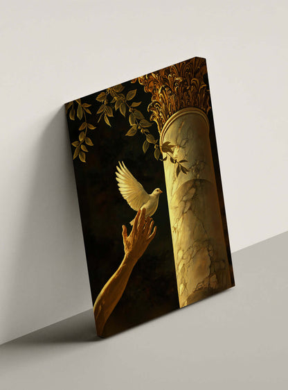 Biblical Dove of Compassion Neoclassical Christian Canvas Art Print