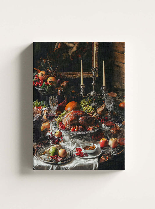 Biblical Roasted Lamb Feast Christian Art on Canvas: A Unique Wall Art Gift