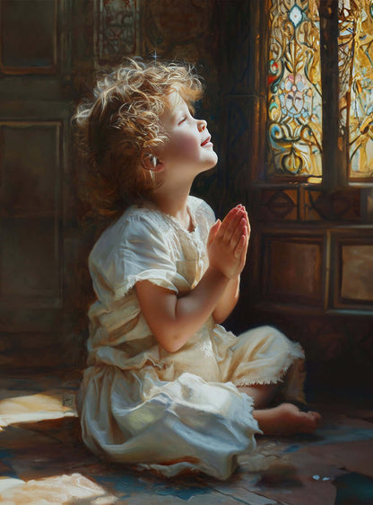 Christ Painting: Neoclassical Serenity Child in Prayer Print