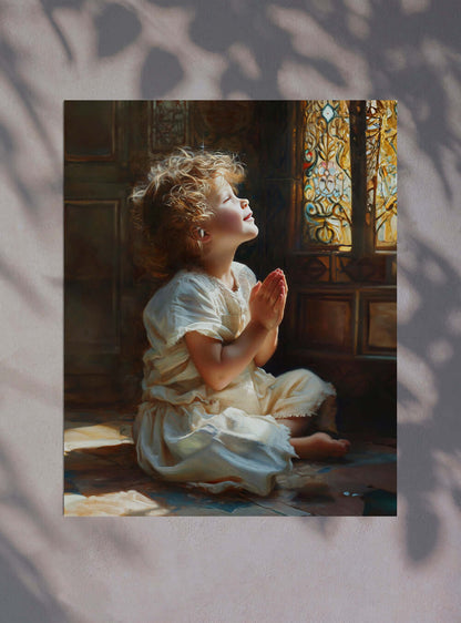 Christ Painting: Neoclassical Serenity Child in Prayer Print