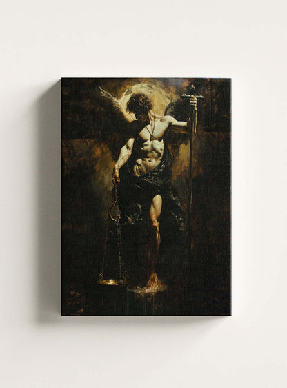 Christian Archangel Balance Canvas: Biblical Inspired Wall Art