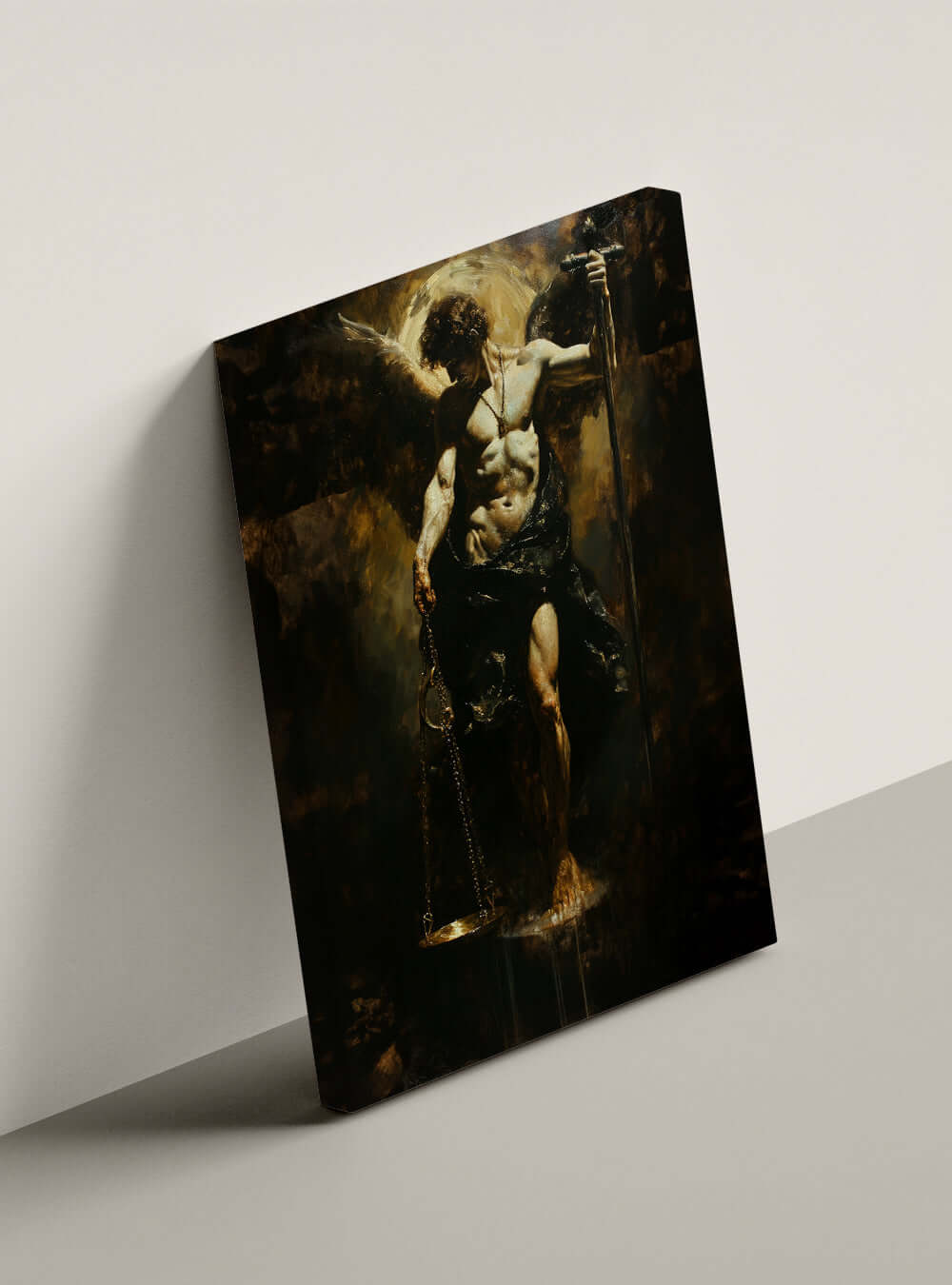 Christian Archangel Balance Canvas: Biblical Inspired Wall Art