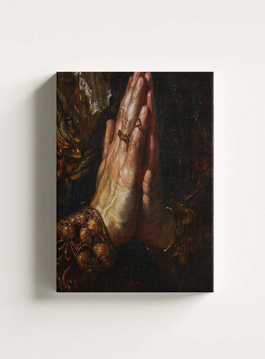 Christian Art Gift - Devotional Clasped Hands Bible Verse Image Canvas Print