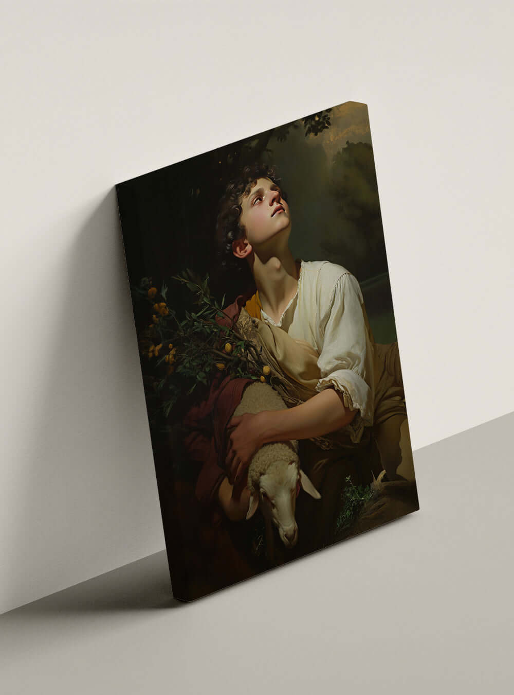 Christian Art Gift: Neoclassical Serenity Shepherd Canvas Print