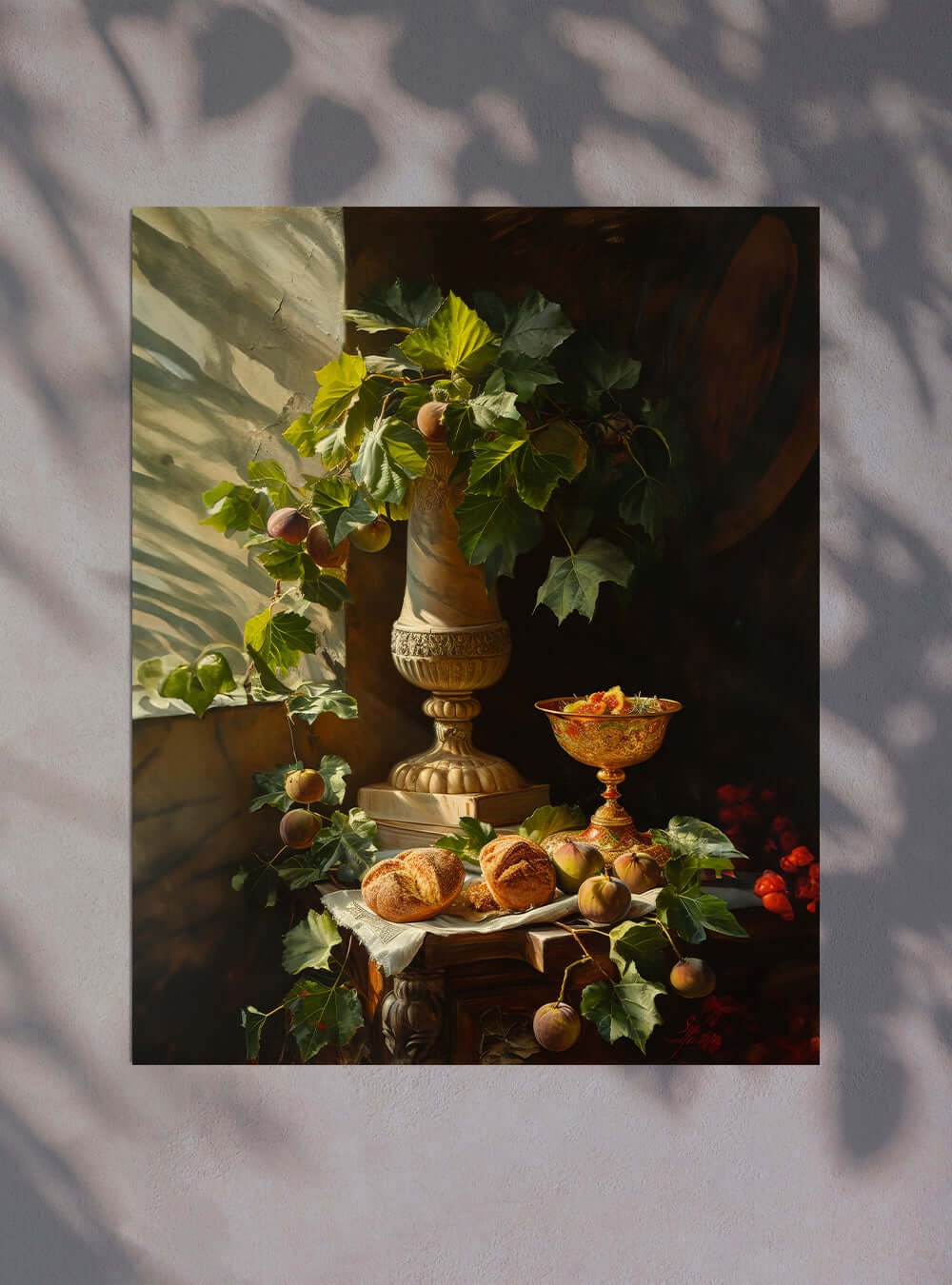 Christian Home Decor - Bible Art Fig Bread Still-Life Poster Print