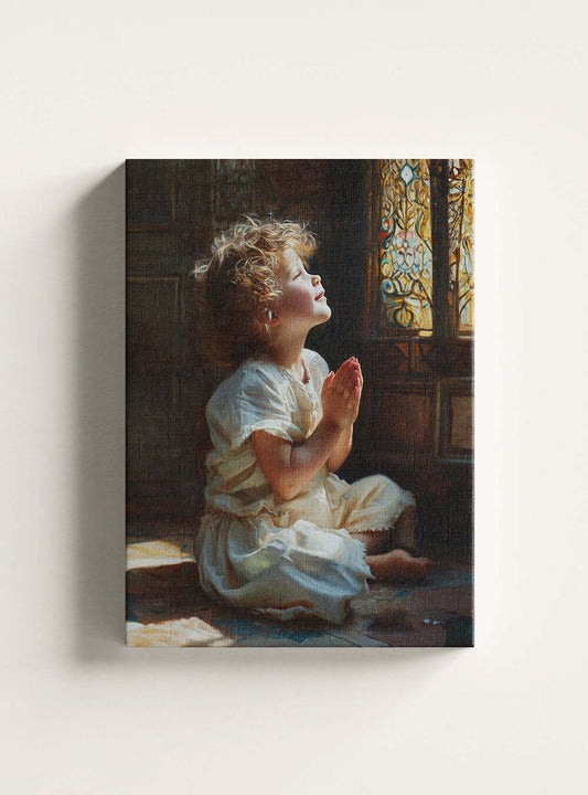 Christian Home Decor: Neoclassical Prayer Child Canvas