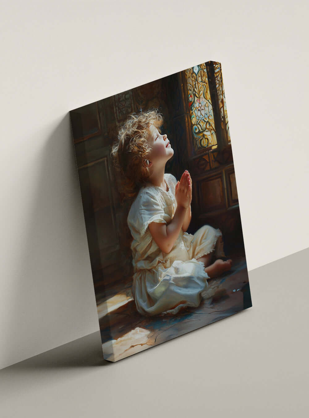 Christian Home Decor: Neoclassical Prayer Child Canvas