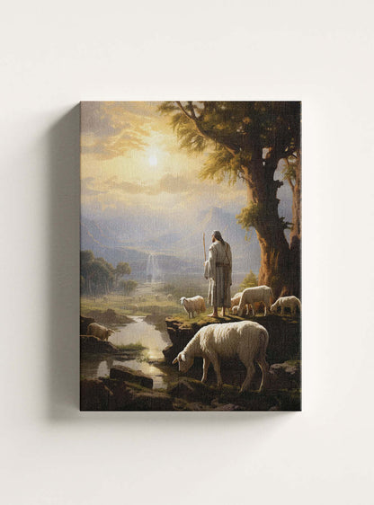 Christian Shepherd Landscape Art - John 10:11 Inspired Canvas Print