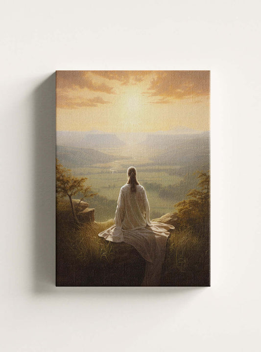 Christian Wall Art Psalm 5:3 Serene Sunrise Canvas Print