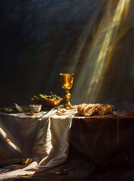 Christian Wall Decor: Biblical Feast Still-Life Poster Print